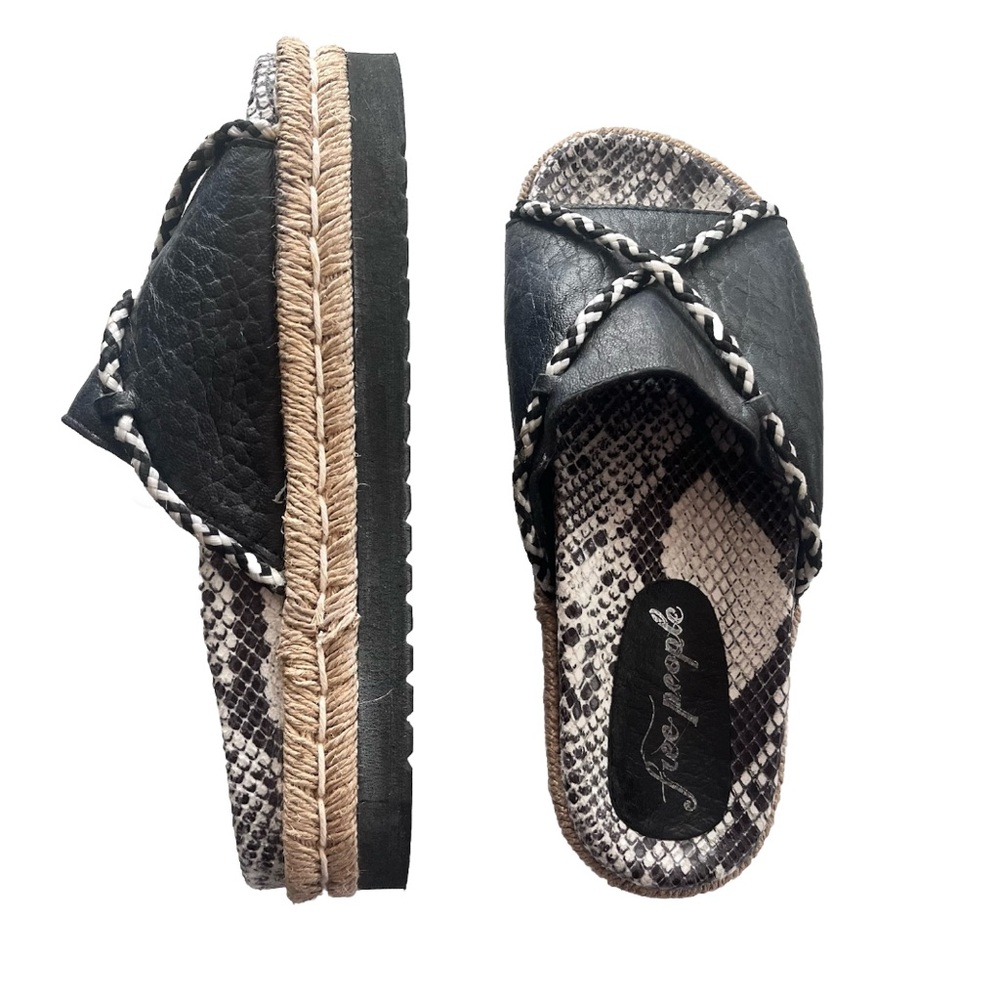 Free People 36/6 Black & White Python Print Slip … - image 2